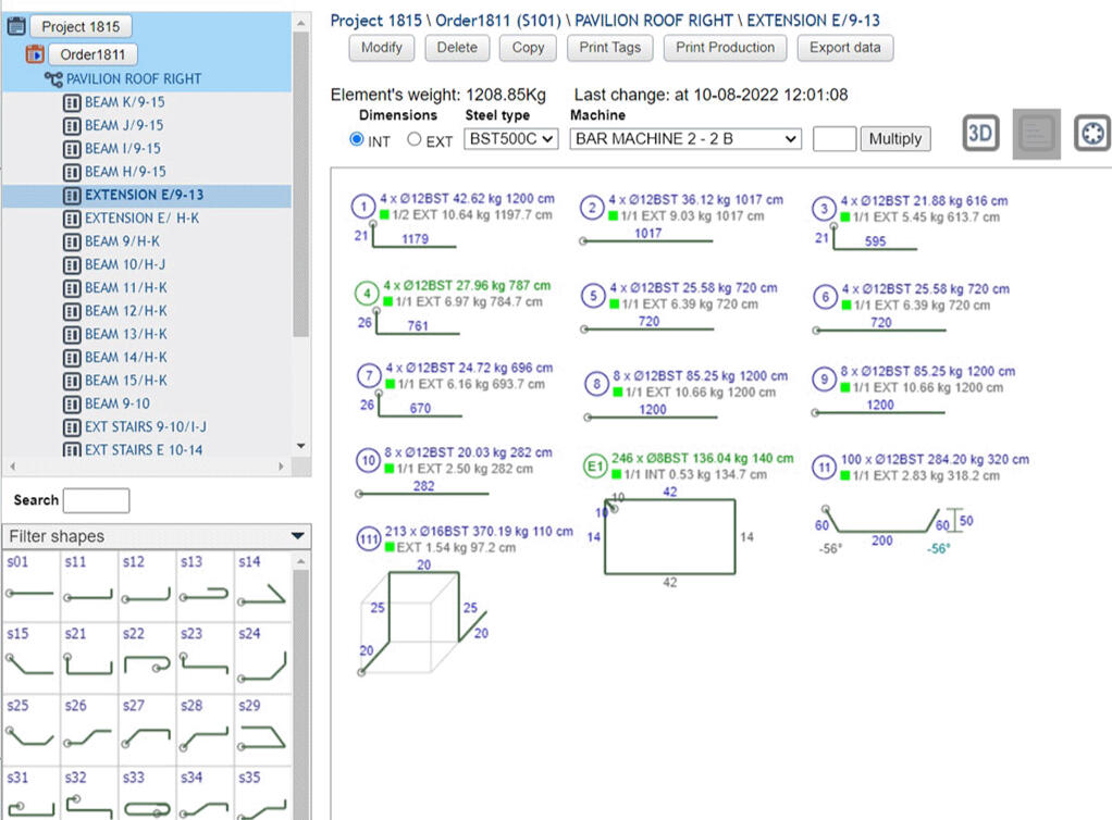 Bar bending scheduling